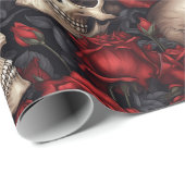 Een schedel en Rozen serie Design 10 Cadeaupapier (Rol Hoek)