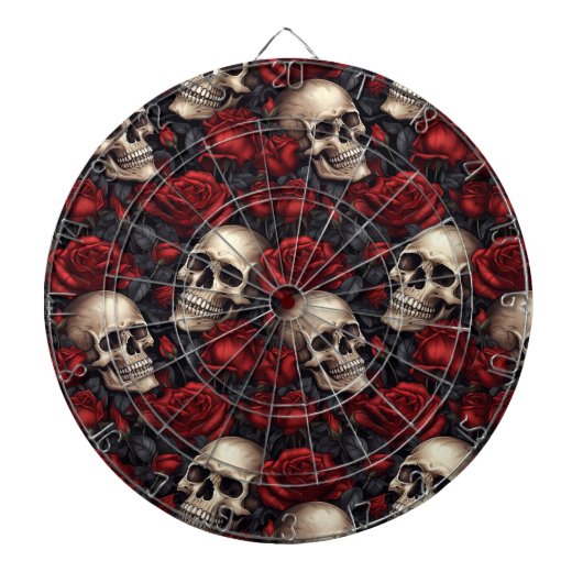 Een schedel en Rozen serie Design 10 Dartbord (Voorkant)