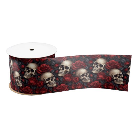 Een schedel en Rozen serie Design 10 Lint (Spoel)