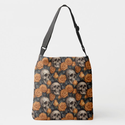 Een schedel en Rozen serie Design 11 Crossbody Tas (Achterkant)
