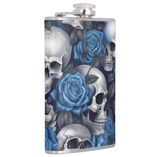Een schedel en Rozen serie Design 12 Heupfles (Rechts)