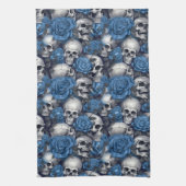 Een schedel en Rozen serie Design 12 Theedoek (Verticaal)