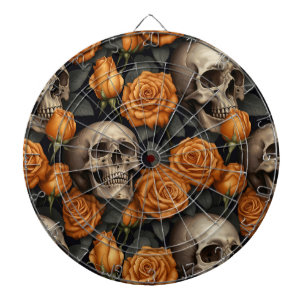 Een Schedel en Rozen Serie Ontwerp 11 Dartbord