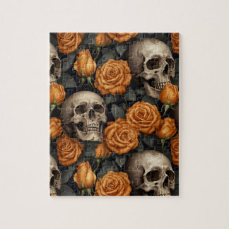 Een Schedel en Rozen Serie Ontwerp 11 Legpuzzel