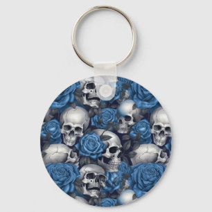 Een Schedel en Rozen Serie Ontwerp 12 Sleutelhanger
