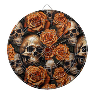 Een schedel en Rozen serie ontwerp 9 Dartbord