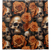 Een schedel en Rozen serie ontwerp 9 Douchegordijn (Voorkant)