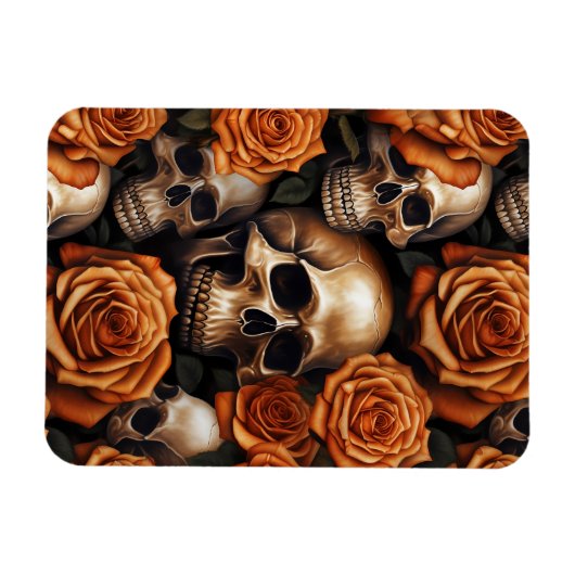Een schedel en Rozen serie ontwerp 9 Magneet (Horizontaal)