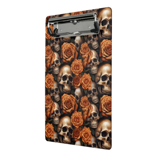 Een schedel en Rozen serie ontwerp 9 Mini Klembord (Angled2)