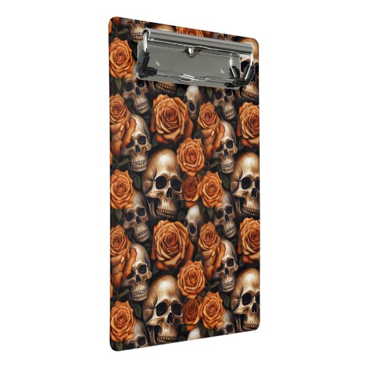 Een schedel en Rozen serie ontwerp 9 Mini Klembord (Schuin)