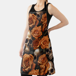 Een schedel en Rozen serie ontwerp 9 Schort