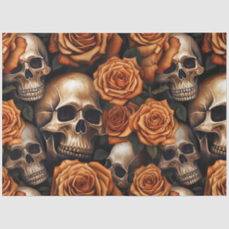 Een schedel en Rozen serie ontwerp 9 Tissuepapier