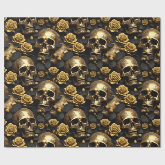 Een schedel en Rozen Series Design 8 Cadeaupapier (Vlak)