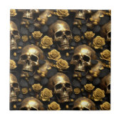 Een schedel en Rozen Series Design 8 Tegeltje (Voorkant)