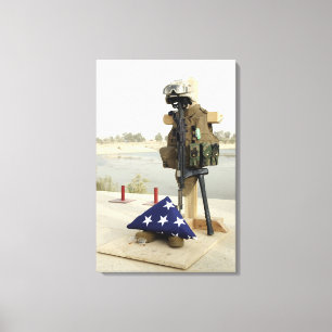 Een scherm met dode soldaten canvas afdruk