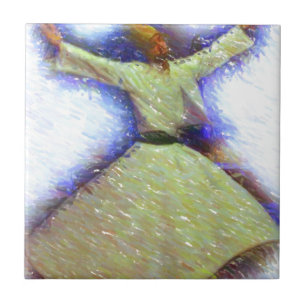 een schets van sufi whirling tegeltje