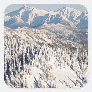 Een Schilderachtig Uitzicht van Snowy-bergen en -b Vierkante Sticker