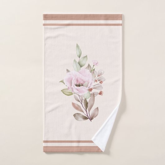 Een schilderende bloem en bladeren in een naadloos bad handdoek (Handdoek)
