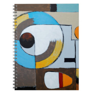 Een schilderij; geometrische abstractie met ruw, b notitieboek