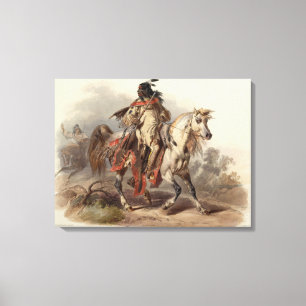 Een schilderij uit het leven van een Blackfoot-wor Canvas Afdruk