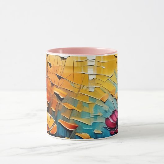 Een schilderij van bloemen, zonsondergang op de ac mok (Midden)