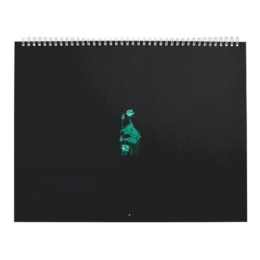 Een schilderij van een bloem en een vis op een zwa kalender (Hoes)