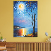 Een schilderij van een boom en een maan canvas afdruk (Insitu (Woonkamer))