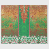 Een schilderij van een groen veld met een oranje r cadeaupapier (Vlak)