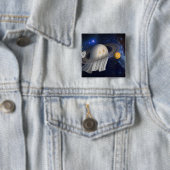 Een schilderij van een kunstenaar vierkante button 5,1 cm (In situ)