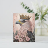 Een schilderij van een roze havik met een gouden k briefkaart (Staand voorkant)