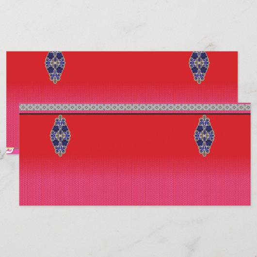 Een schilderij van een vrouw in een roze jurk menu (Voorkant / Achterkant)