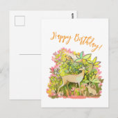 Een schilderij van herten-, konijnen- en vogelvrie briefkaart (Voorkant / Achterkant)