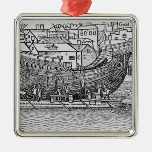 Een schip bouwen metalen ornament