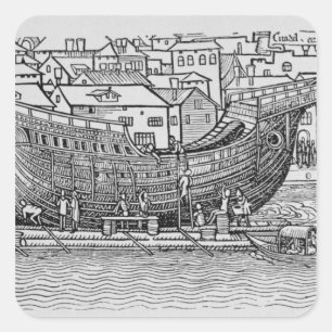 Een schip bouwen vierkante sticker