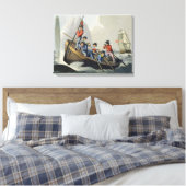 Een schip dat een walvis aanvalt, gegraveerd door  canvas afdruk (Insitu (Slaapkamer))