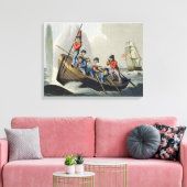 Een schip dat een walvis aanvalt, gegraveerd door  canvas afdruk (Insitu (Woonkamer))