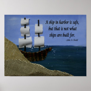 Een schip in de haven poster