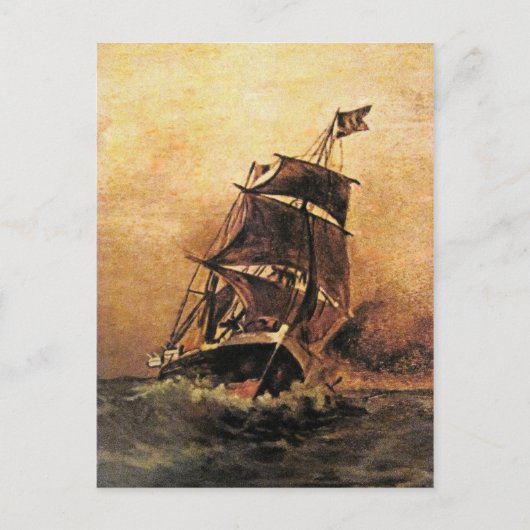 een schip in zee 02 briefkaart (Voorkant)