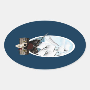 Een schip van de Piraat Ovale Sticker