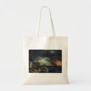 Een schipbreuk in stormachtige zeeën door Claude-J Tote Bag