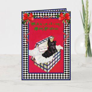 Een Schnauzer Kerstmis Feestdagen Kaart
