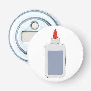 Een  schoollijm uit de jaren 80, 90 button flesopener