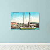 Een Schooner ScenePetaluma, CA Canvas Afdruk (Insitu (Houten vloer))