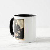 Een schuldige verdachte probeert een vraag te stel mok (Voorkant links)