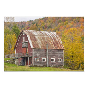 Een schuur in de Green Mountains van Vermont. Hanc Foto Afdruk