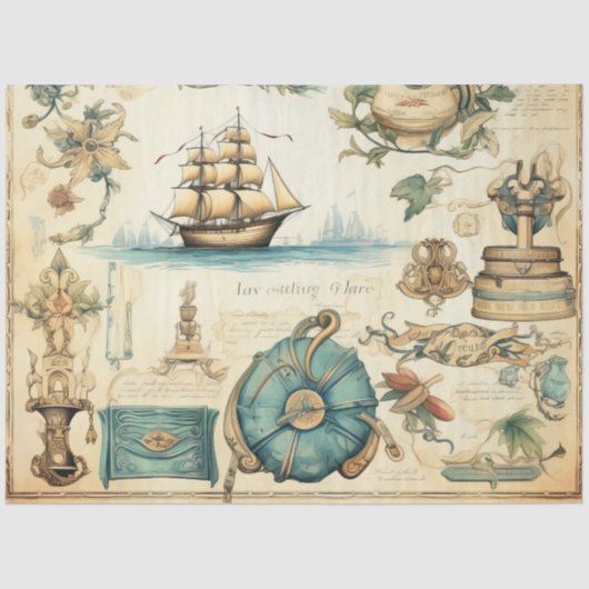 Een Scrappy nautische serie ontwerp 14 Tissuepapier (Voorkant)