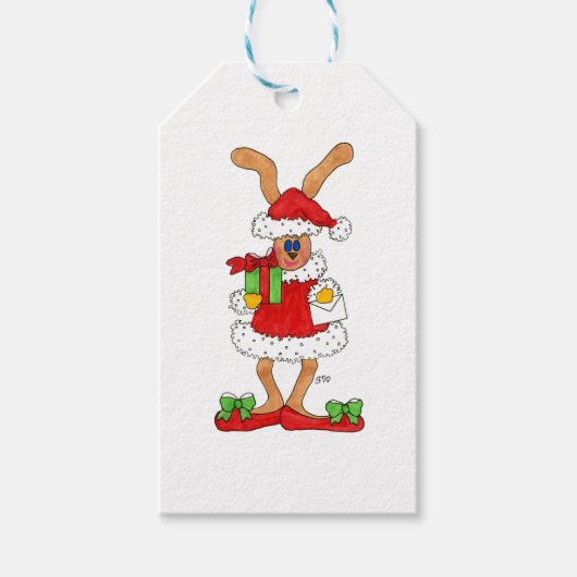 Een Scrappy Rabbit Gift Label voor de Feestdagen! Cadeaulabel (Voorkant)