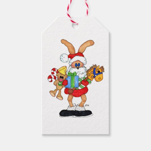 Een Scrappy Rabbit Gift Label voor de Feestdagen! Cadeaulabel (Voorkant)
