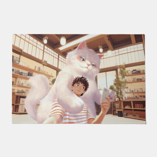 Een selfie met de pluizige reus deurmat (Voorkant)