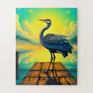 Een serene reiger voor kinderen legpuzzel